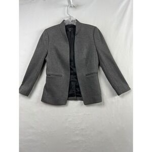 J.Crew Open Front Blazer Women 0P Gray Collarless Stretch Viscose Preppy Career